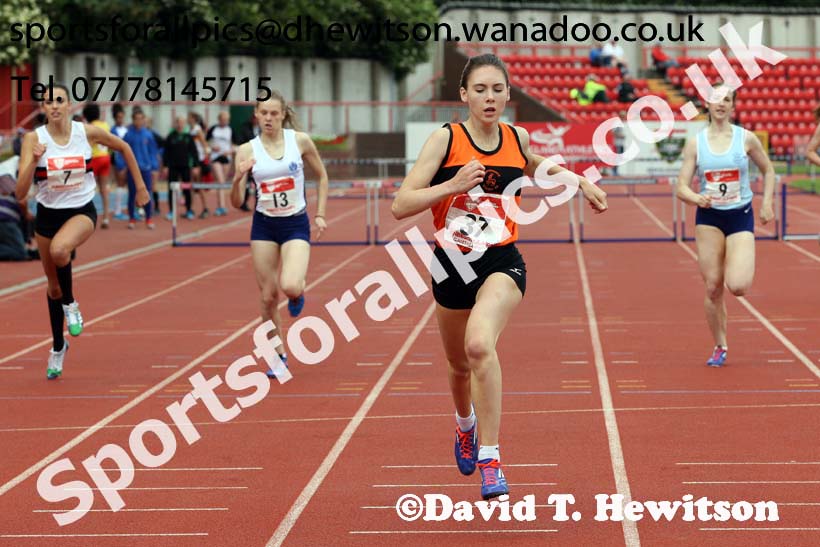 Inter girls 300 metres hurdles, English Schools Track and Field. Photo: David T. Hewitson/Sports for All Pics